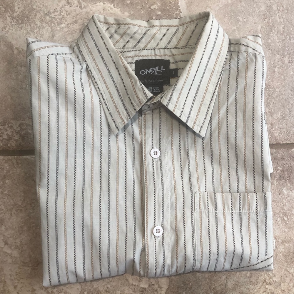 O’NEILL Men’s Short sleeve button Striped Shirt L